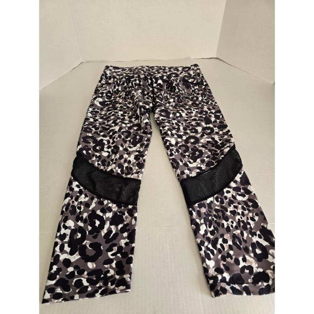 CUT THE FRILLS‎ Leopard Print Mesh Panel Athletic Leggings Women's XL NWOT